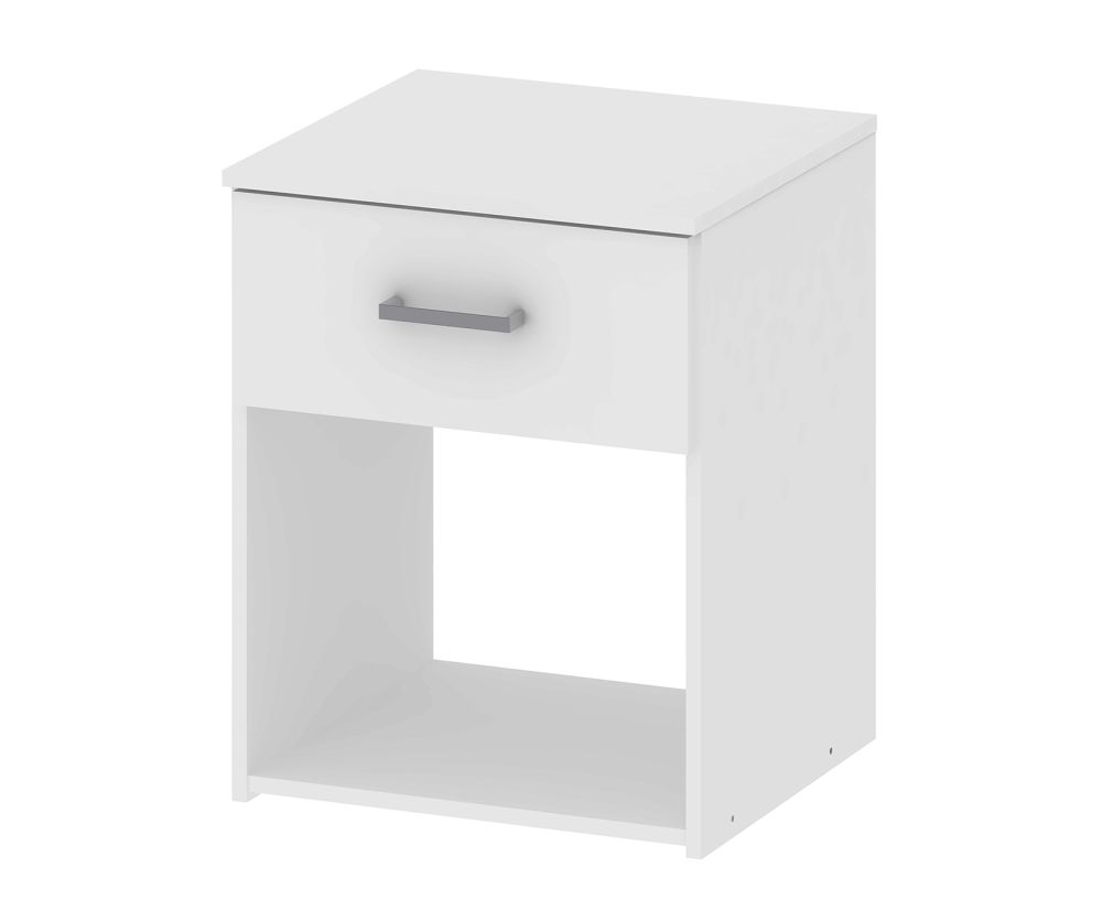 FTG Space White 1 Drawer Bedside Table