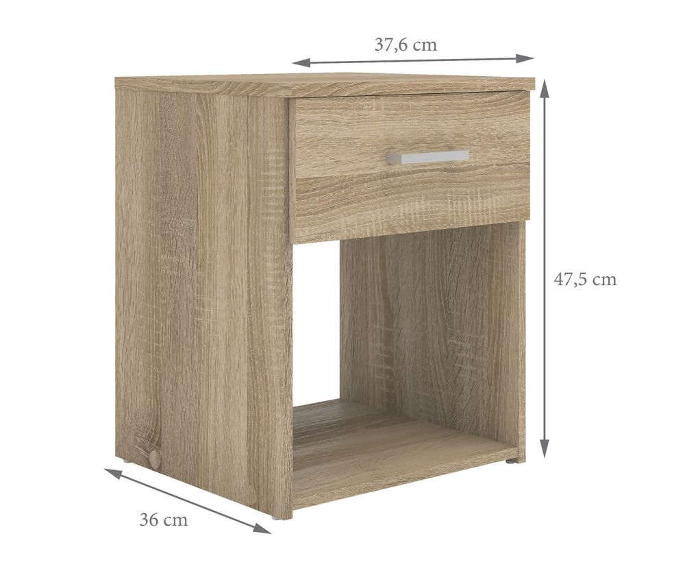 FTG Space Oak 1 Drawer Bedside Table