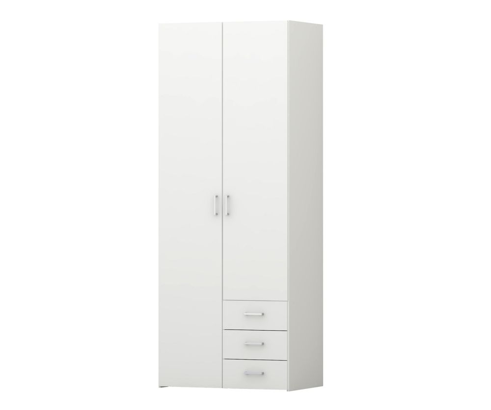 FTG Space White 2 Door 3 Drawer Wardrobe