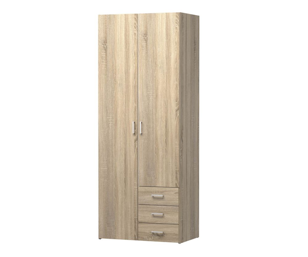 FTG Space Oak 2 Door 3 Drawer Wardrobe