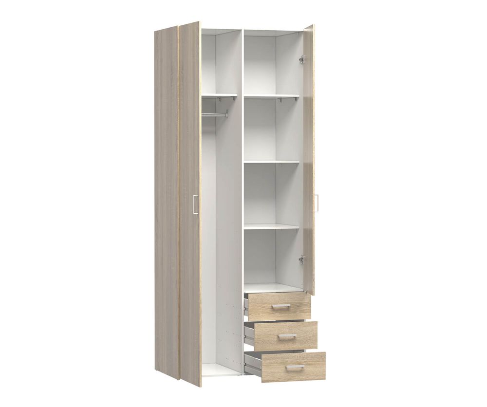 FTG Space Oak 2 Door 3 Drawer Wardrobe