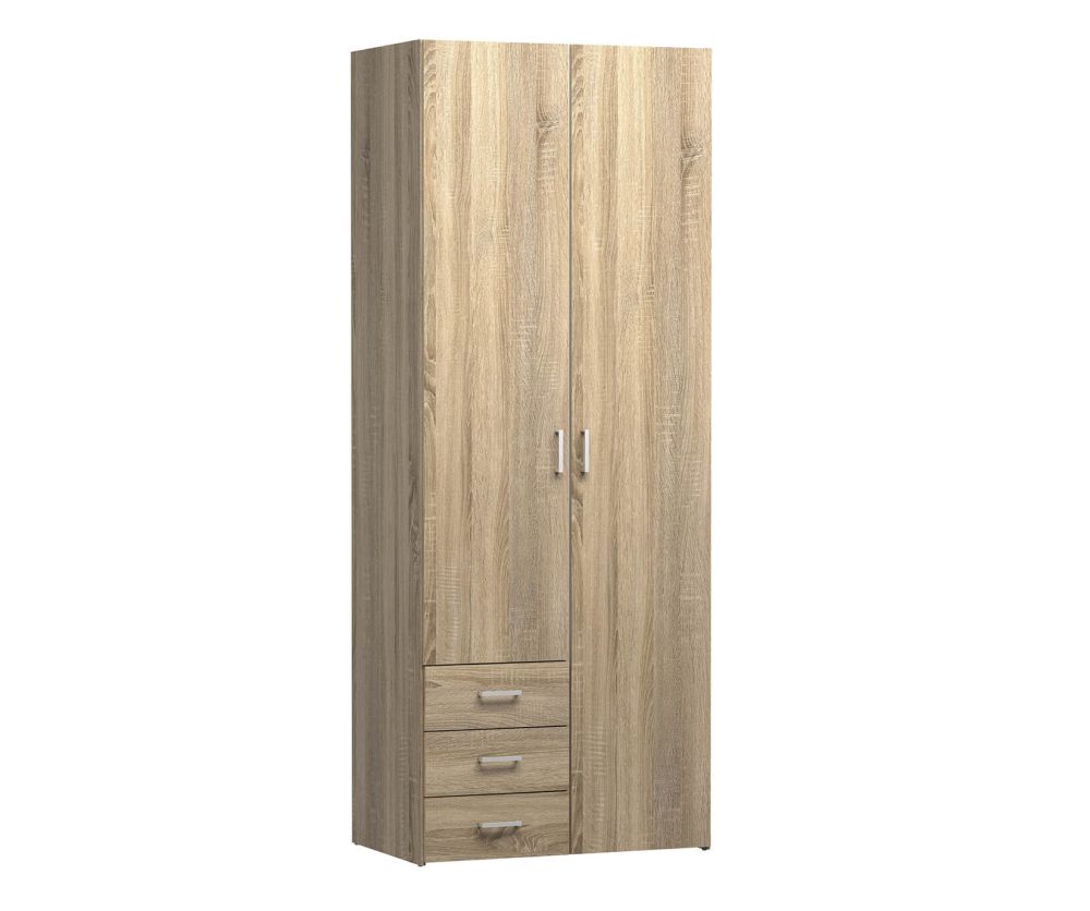 FTG Space Oak 2 Door 3 Drawer Wardrobe