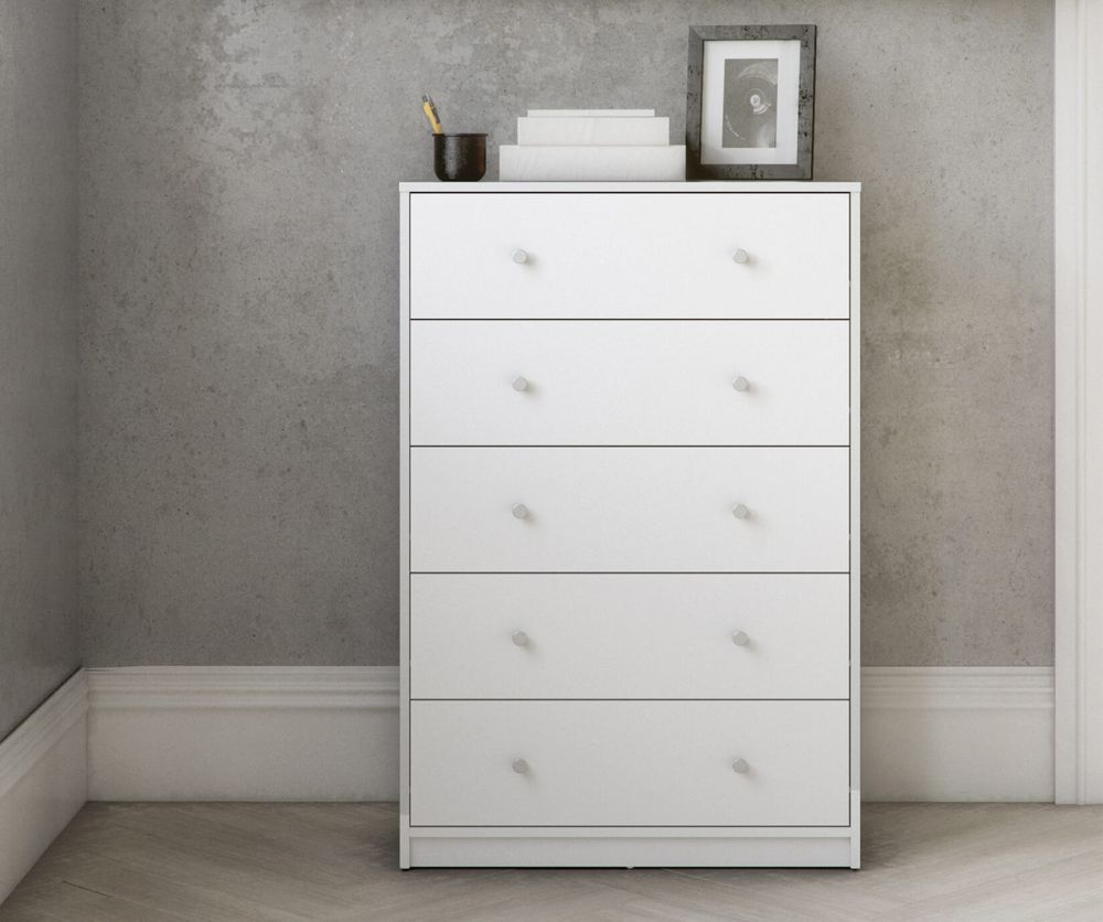 FTG May White 5 Drawer Chest