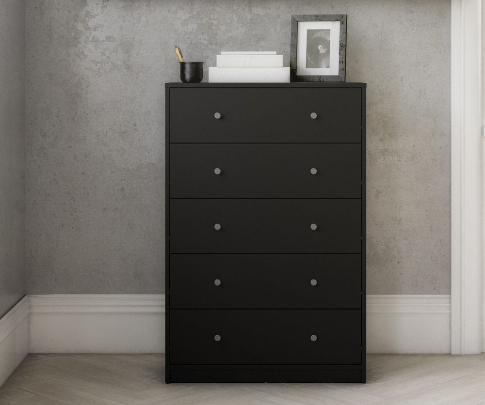 FTG May Black 5 Drawer Chest