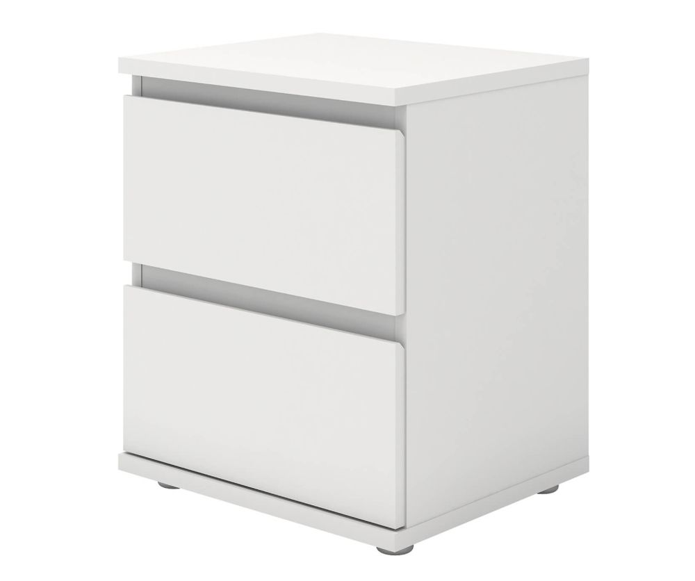 FTG Nova White 2 Drawer Bedside Cabinet