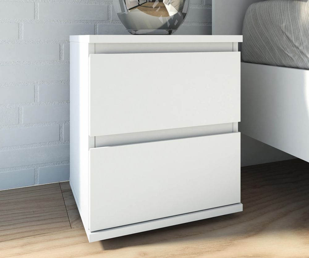 FTG Nova White 2 Drawer Bedside Cabinet