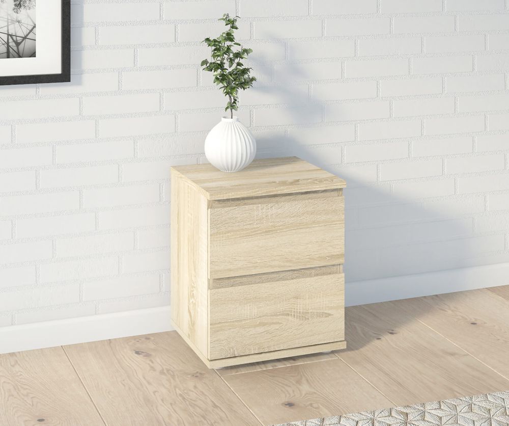 FTG Nova Oak 2 Drawer Bedside Cabinet