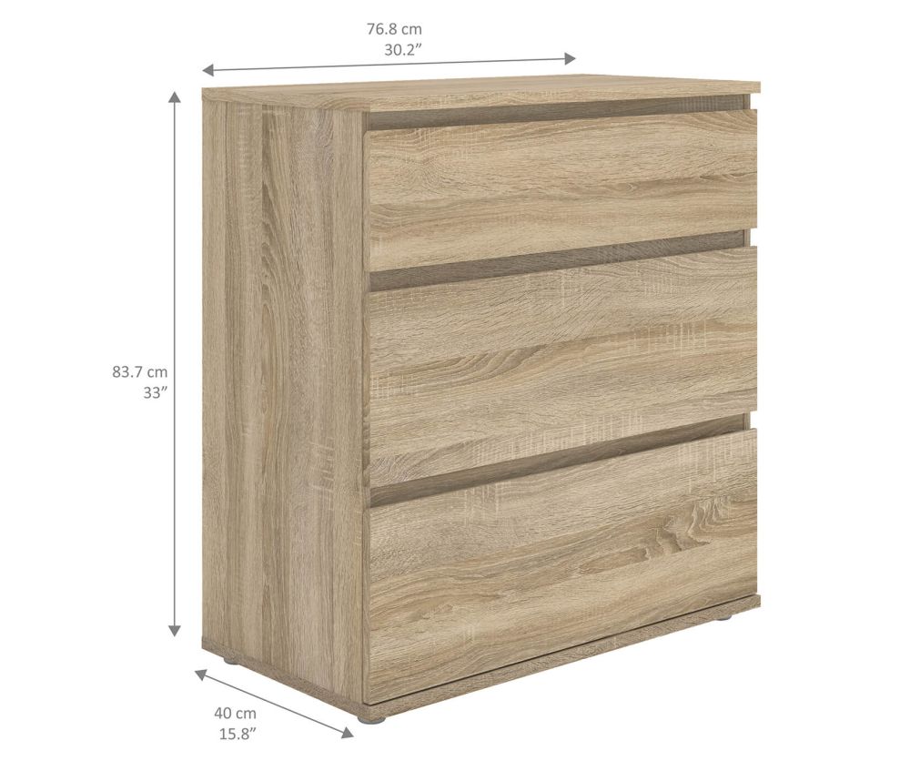FTG Nova Oak 3 Drawer Chest