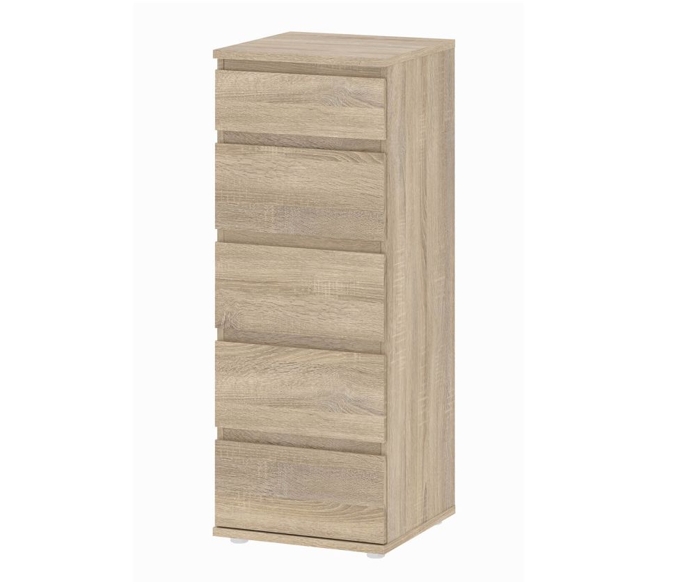 FTG Nova Oak 5 Drawer Narrow Chest