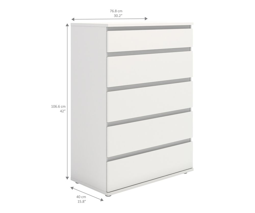 FTG Nova White 5 Drawer Chest