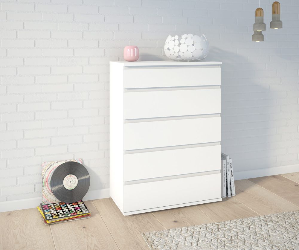 FTG Nova White 5 Drawer Chest
