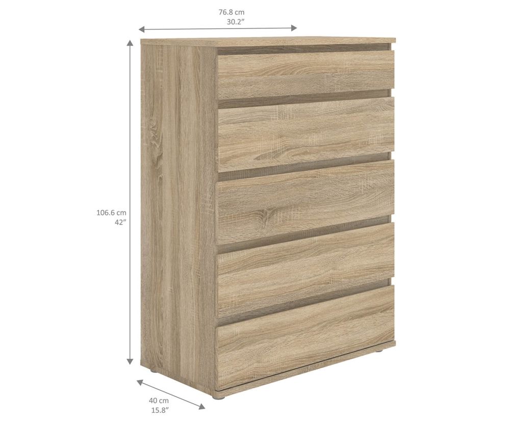 FTG Nova Oak 5 Drawer Chest