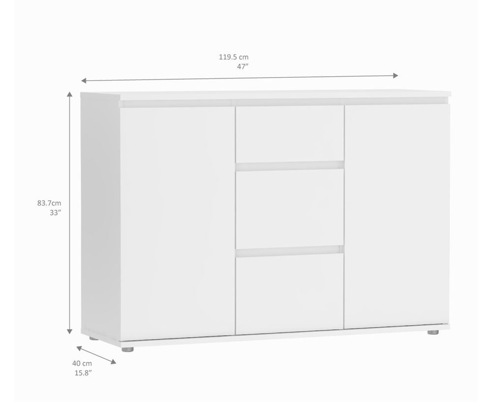 FTG Nova White 3 Drawer 2 Door Sideboard