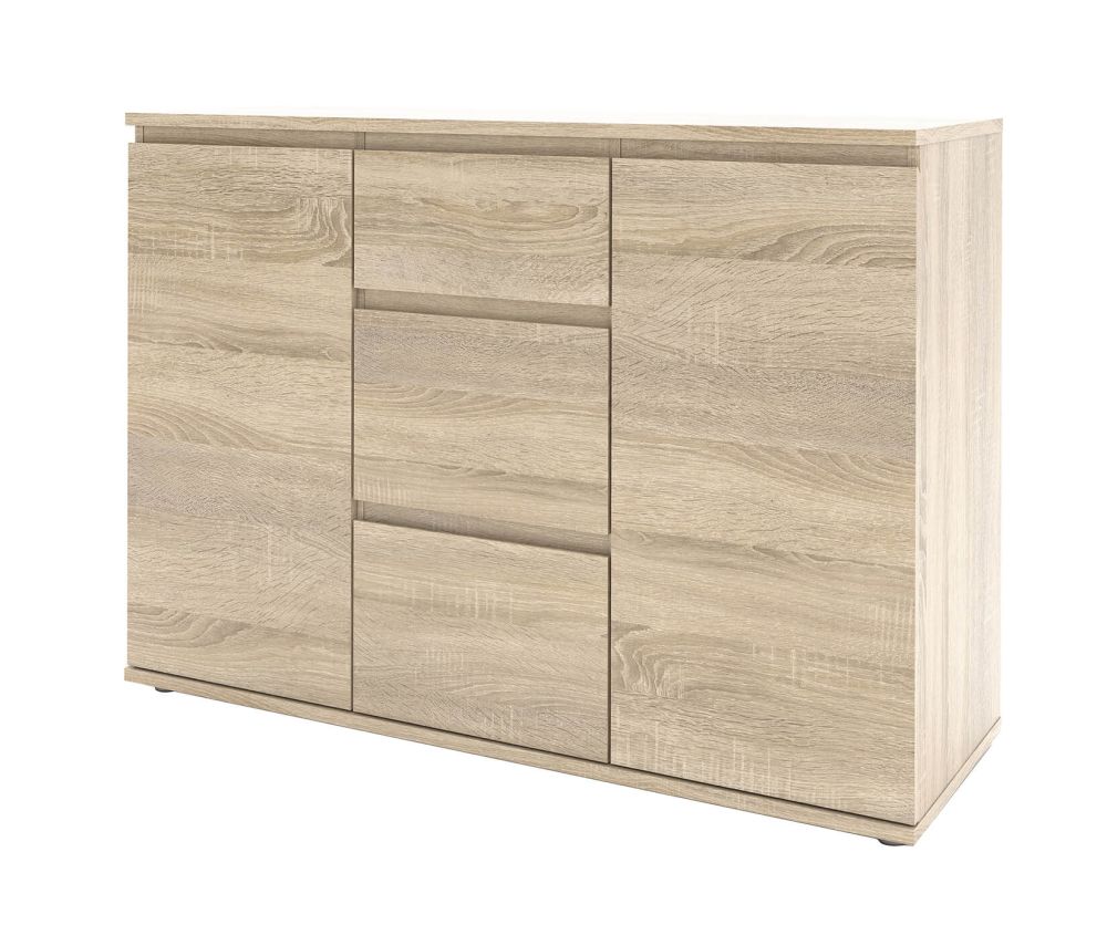 FTG Nova Oak 3 Drawer 2 Door Sideboard