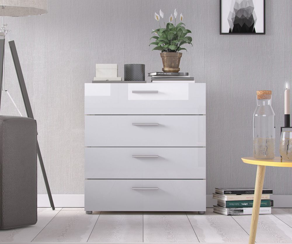 FTG Pepe Oak and White High Gloss 4 Drawer Chest