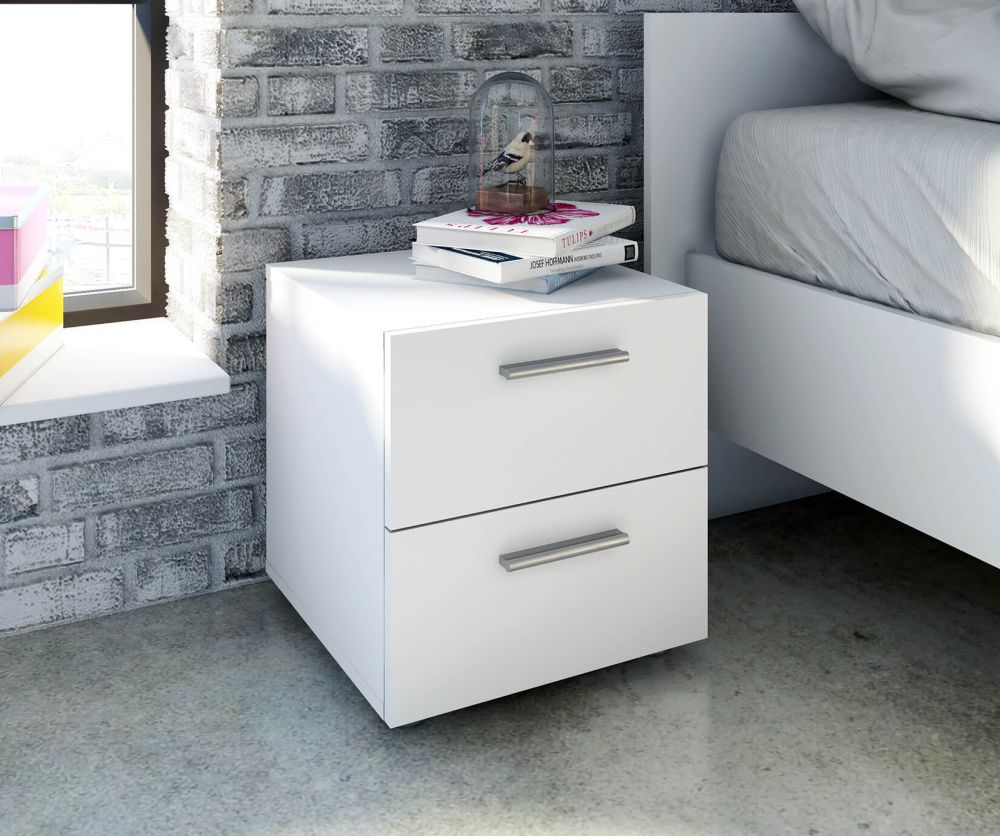 FTG Pepe White 2 Drawer Bedside Table