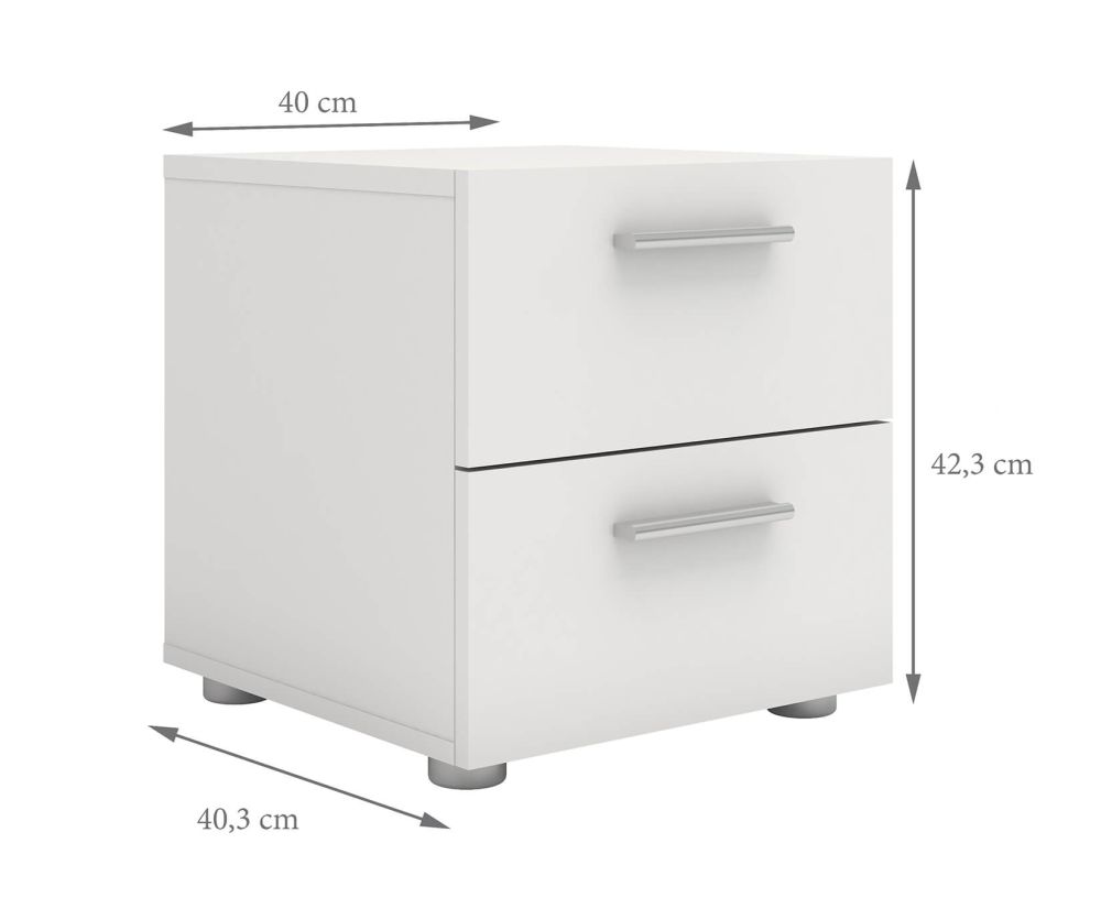 FTG Pepe White 2 Drawer Bedside Table