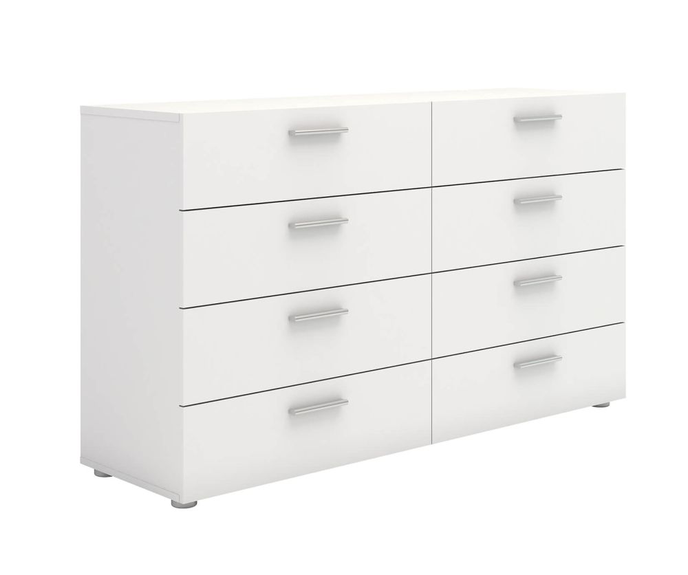 FTG Pepe White 8 Drawer (4+4) Wide Chest