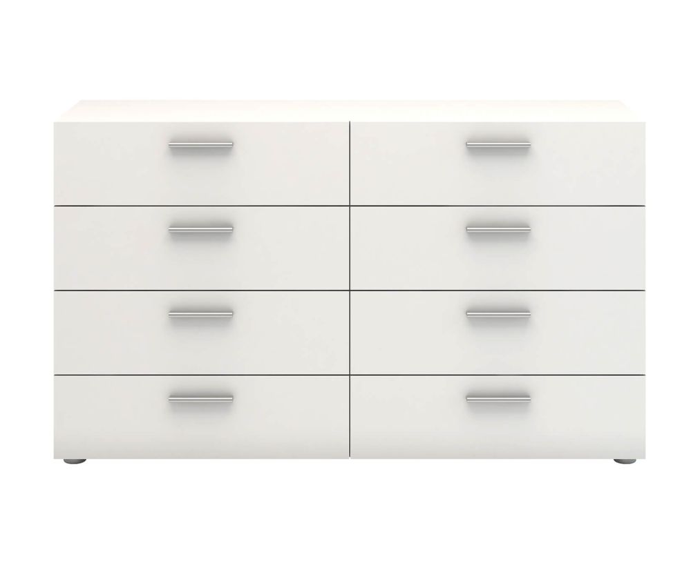 FTG Pepe White 8 Drawer (4+4) Wide Chest