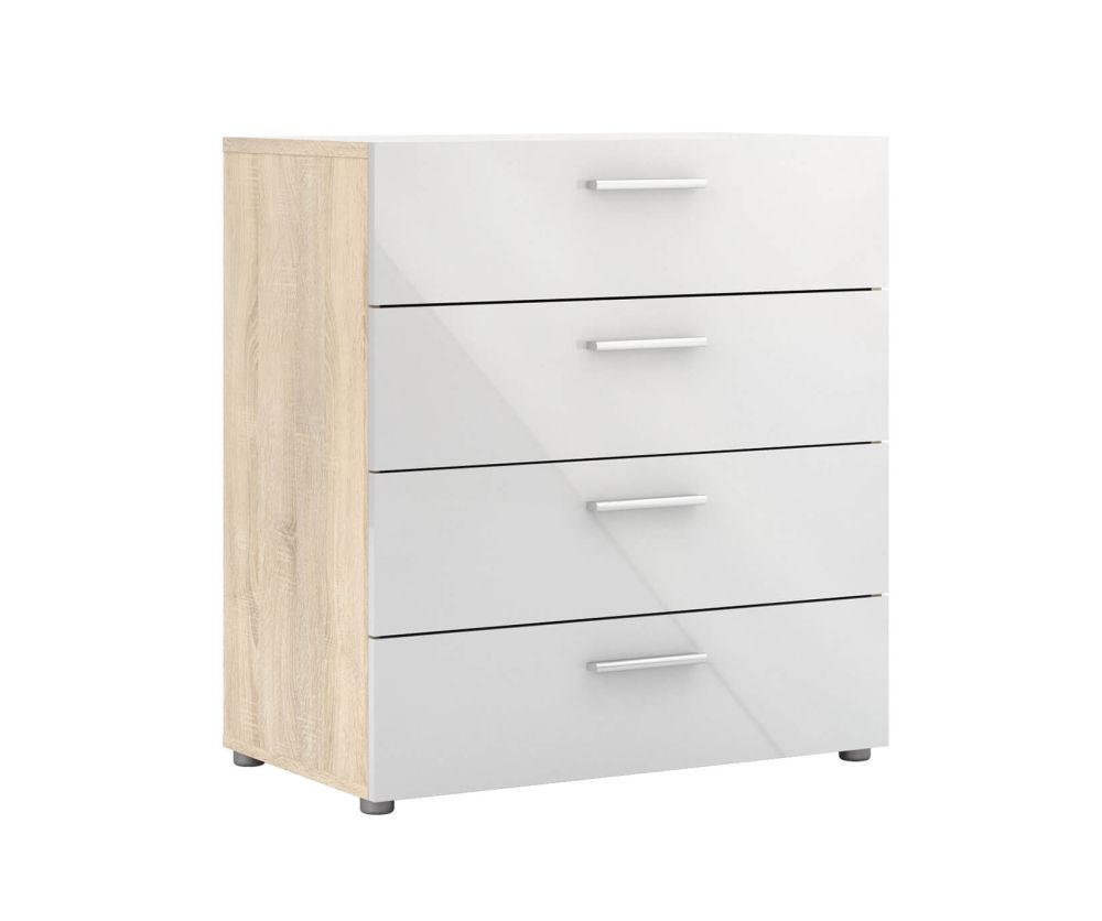 FTG Pepe Oak and White High Gloss 4 Drawer Chest
