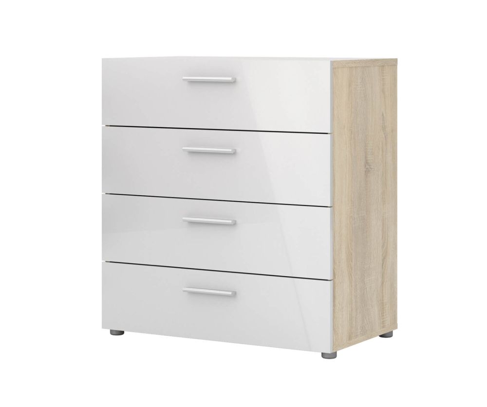 FTG Pepe Oak and White High Gloss 4 Drawer Chest