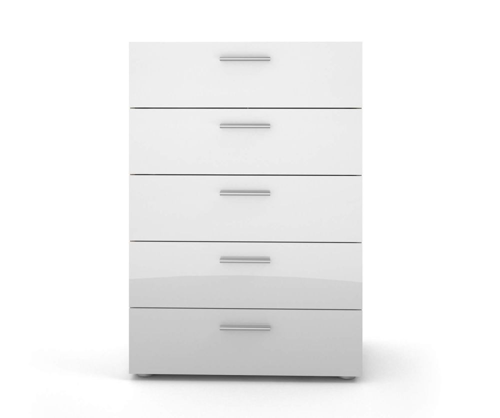 FTG Pepe Oak and White High Gloss 5 Drawer Chest
