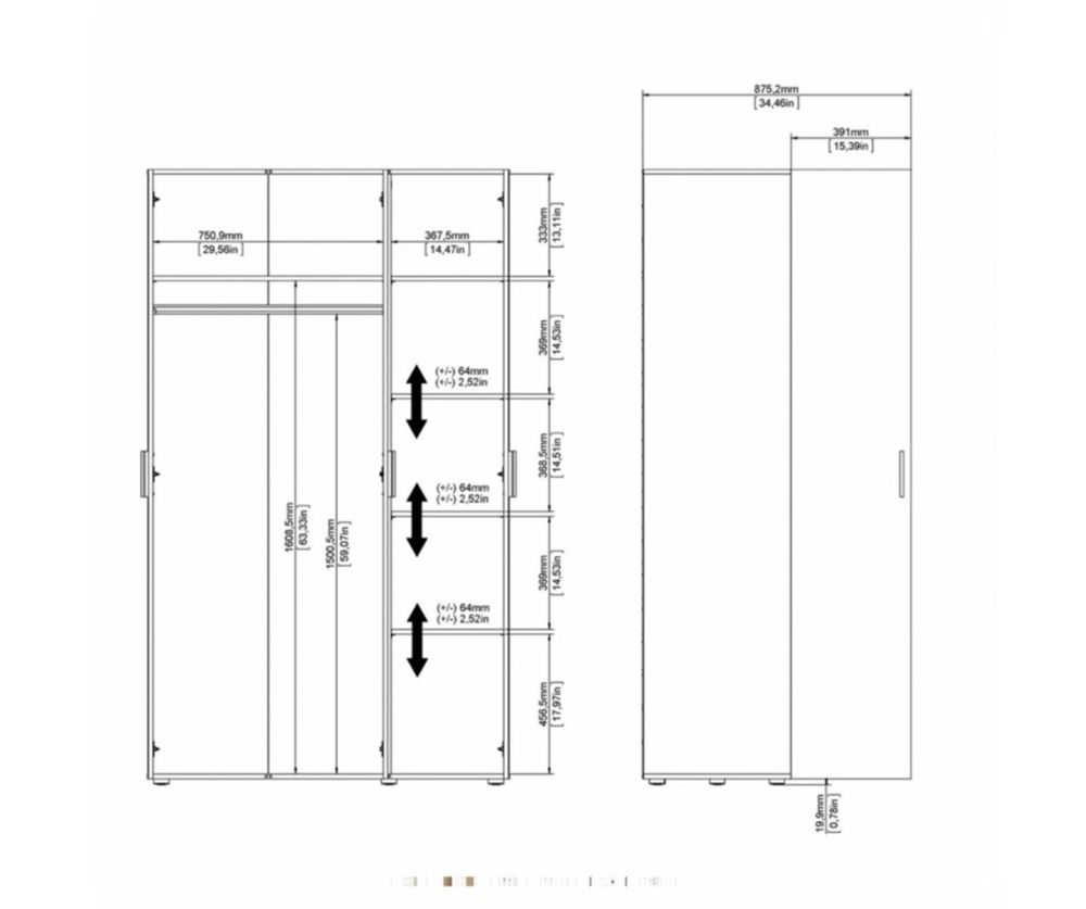 FTG Pepe White 3 Door Wardrobe