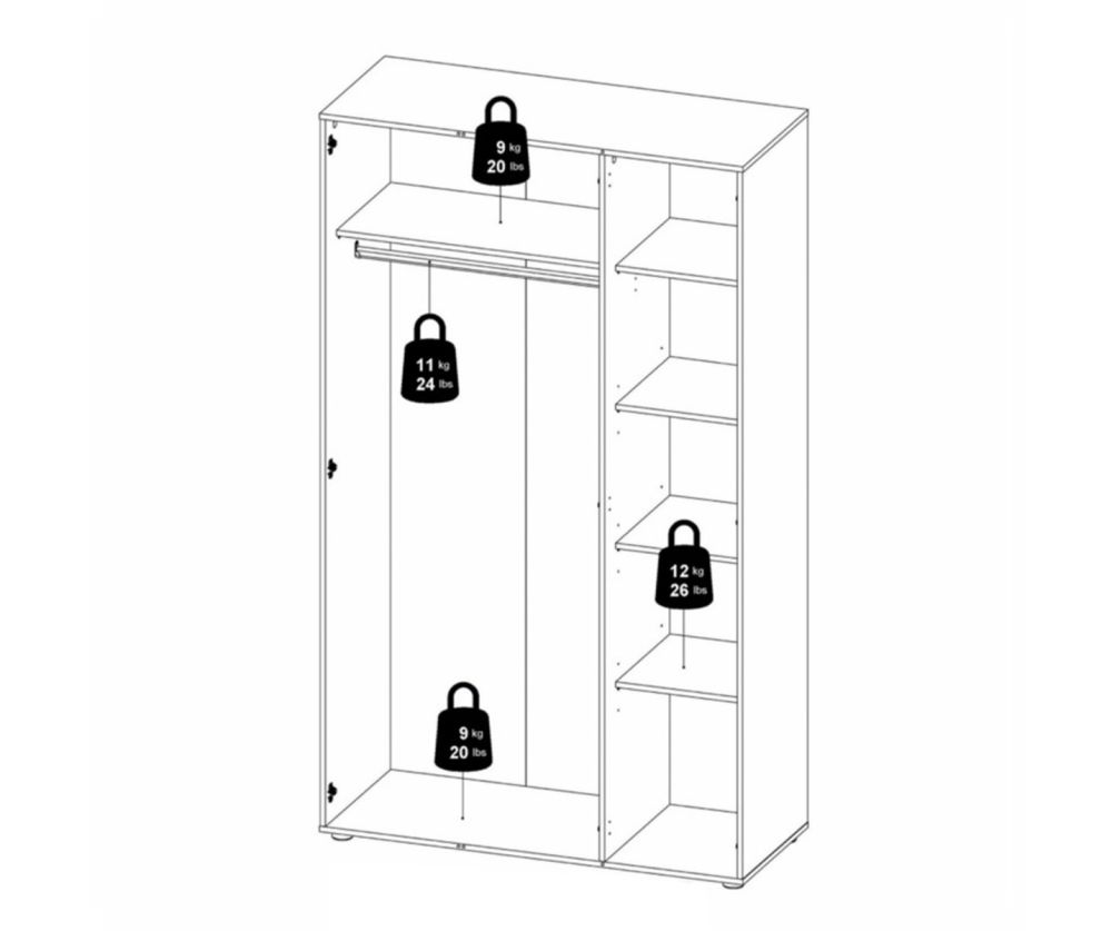 FTG Pepe White 3 Door Wardrobe