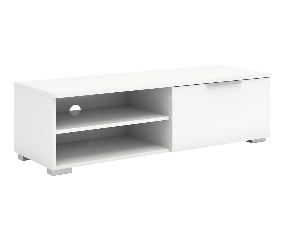 FTG Match White High Gloss 1 Drawers TV Unit with 2 Shelf