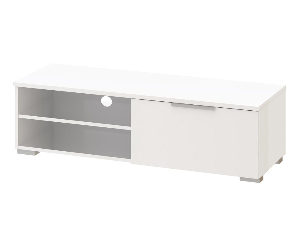 FTG Match White High Gloss 1 Drawers TV Unit with 2 Shelf