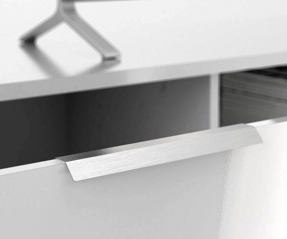 FTG Match White High Gloss 2 Drawers TV Unit with 2 Shelf