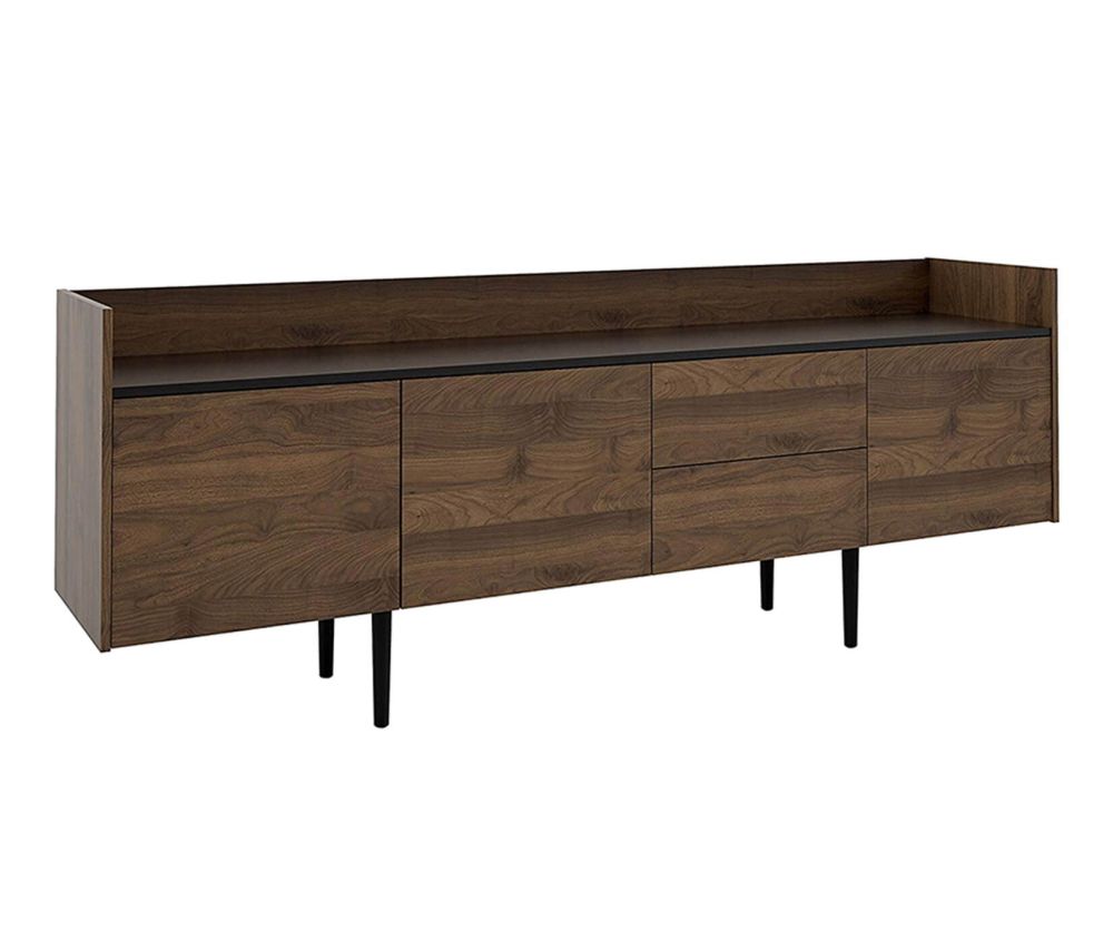 FTG Unit Walnut and Black 2 Drawer 3 Door Sideboard