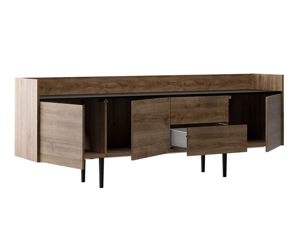FTG Unit Walnut and Black 2 Drawer 3 Door Sideboard