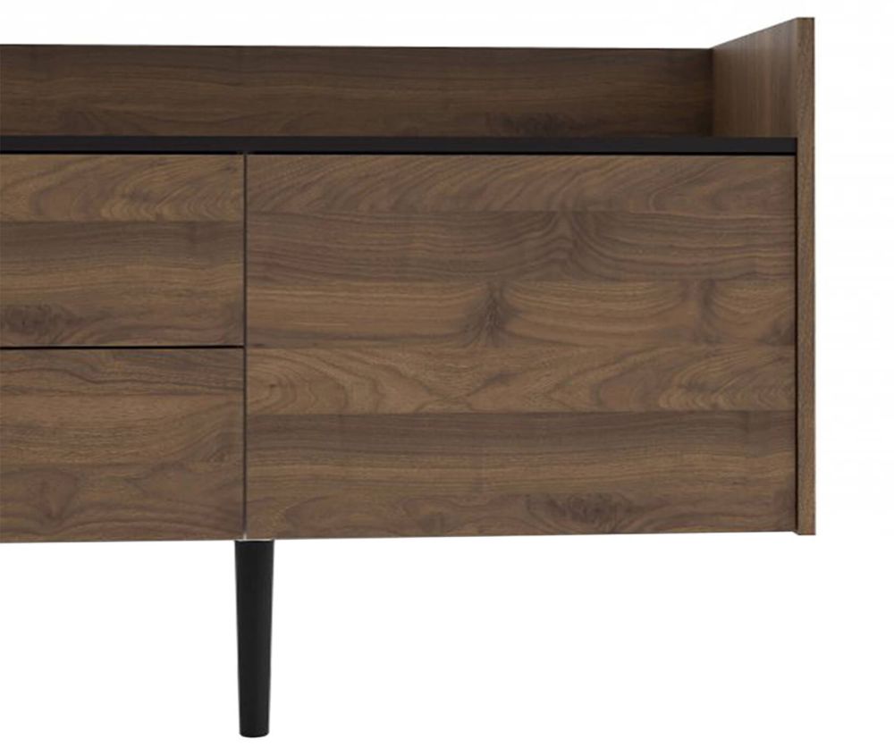 FTG Unit Walnut and Black 2 Drawer 3 Door Sideboard