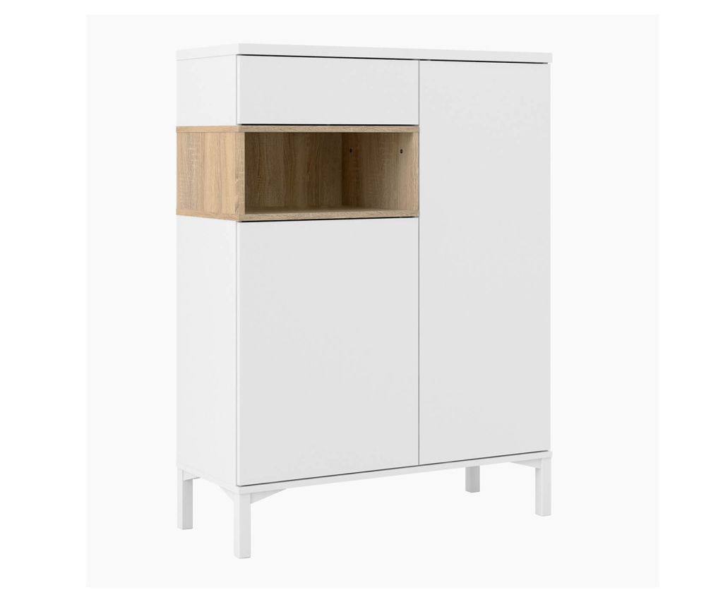 FTG Roomers White and Oak 2 Door 1 Drawer Sideboard