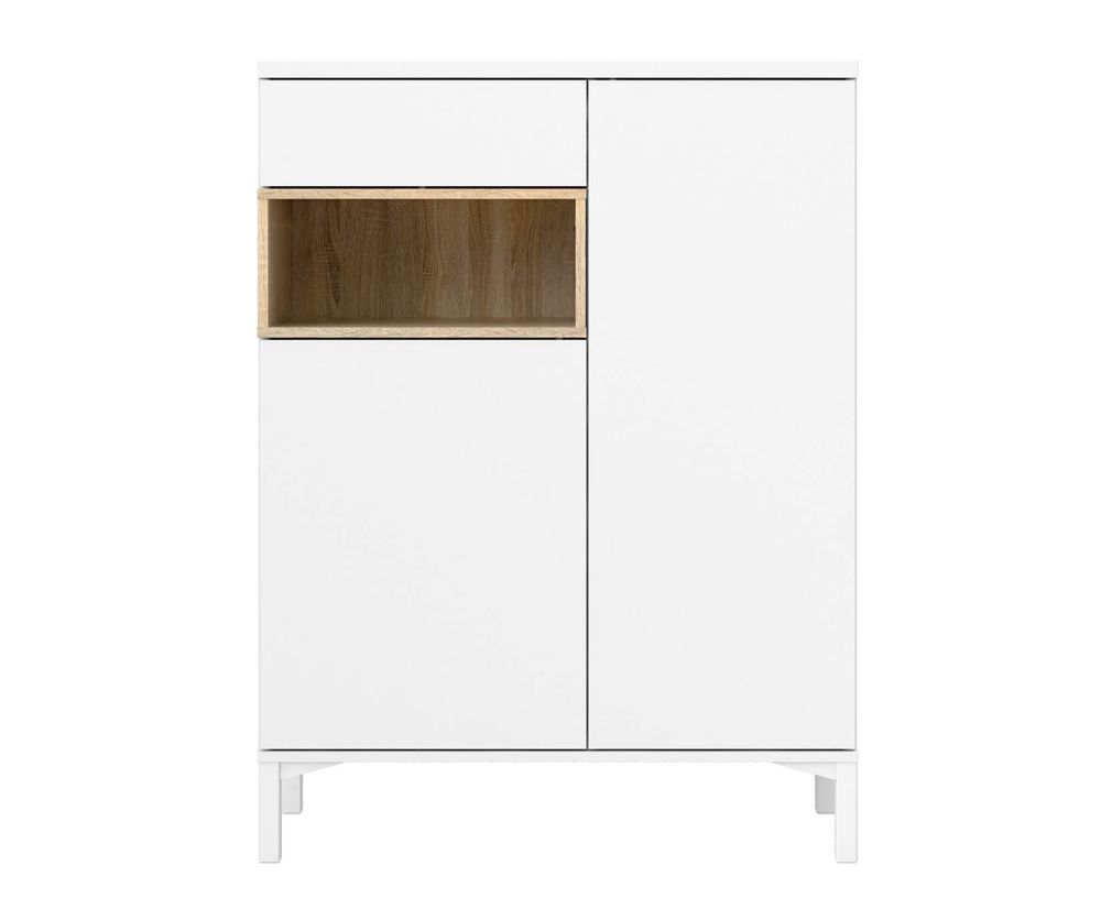FTG Roomers White and Oak 2 Door 1 Drawer Sideboard