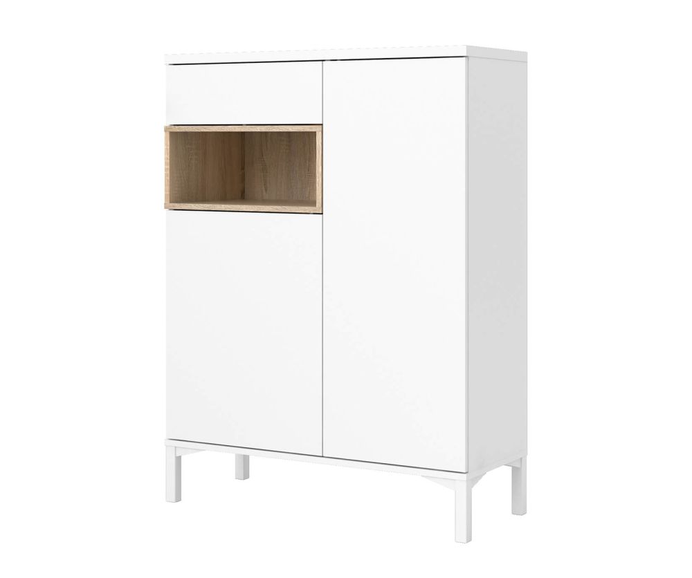 FTG Roomers White and Oak 2 Door 1 Drawer Sideboard