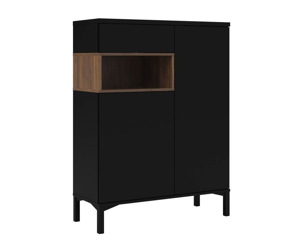 FTG Roomers Black and Walnut 2 Door 1 Drawer Sideboard