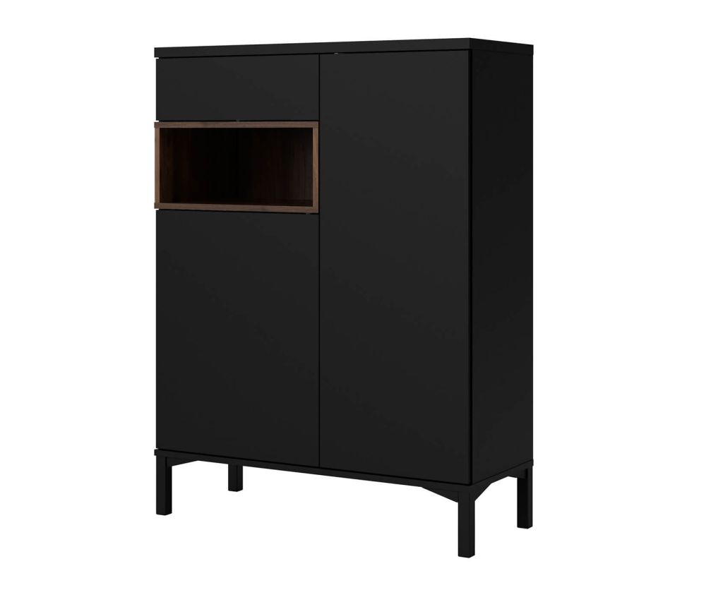 FTG Roomers Black and Walnut 2 Door 1 Drawer Sideboard