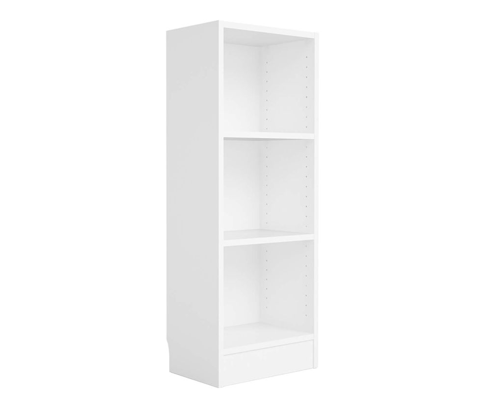 FTG Basic White Low Narrow Bookcase with 2 Shelves