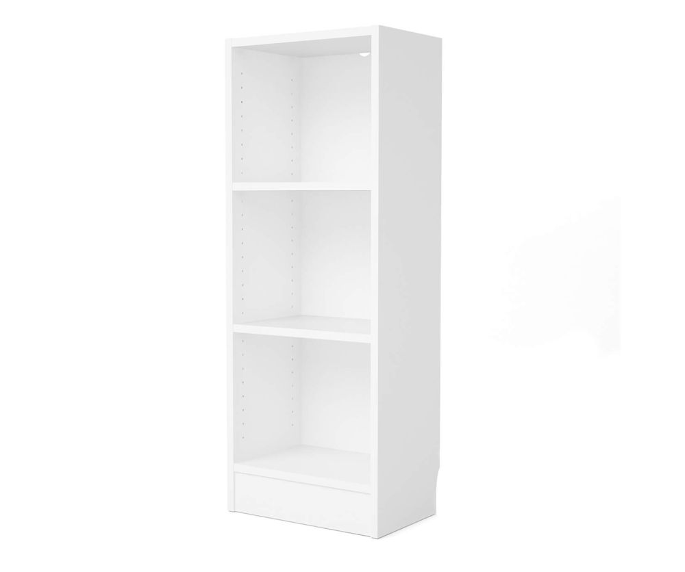FTG Basic White Low Narrow Bookcase with 2 Shelves