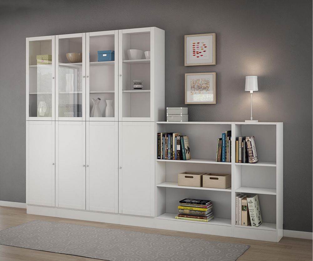 FTG Basic White Low Narrow Bookcase with 2 Shelves