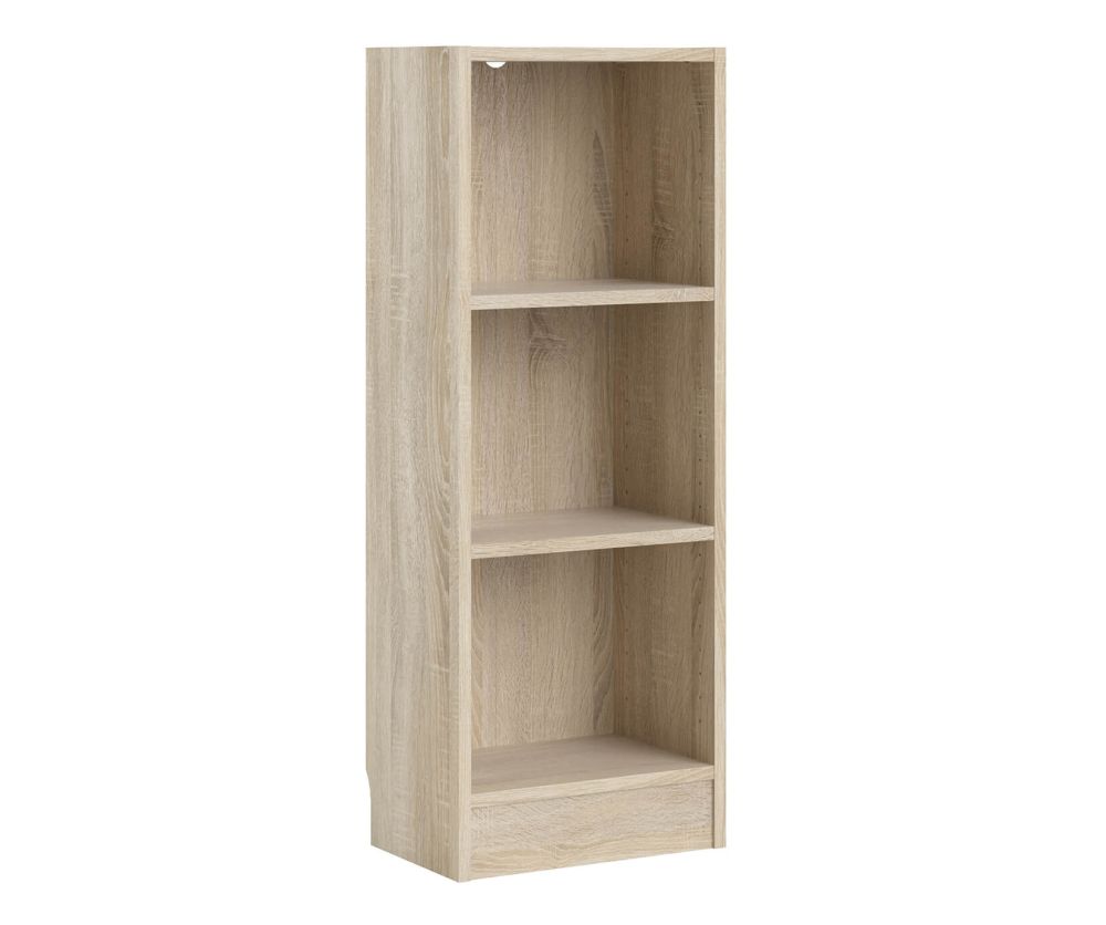 FTG Basic Oak Low Narrow Bookcase with 2 Shelves