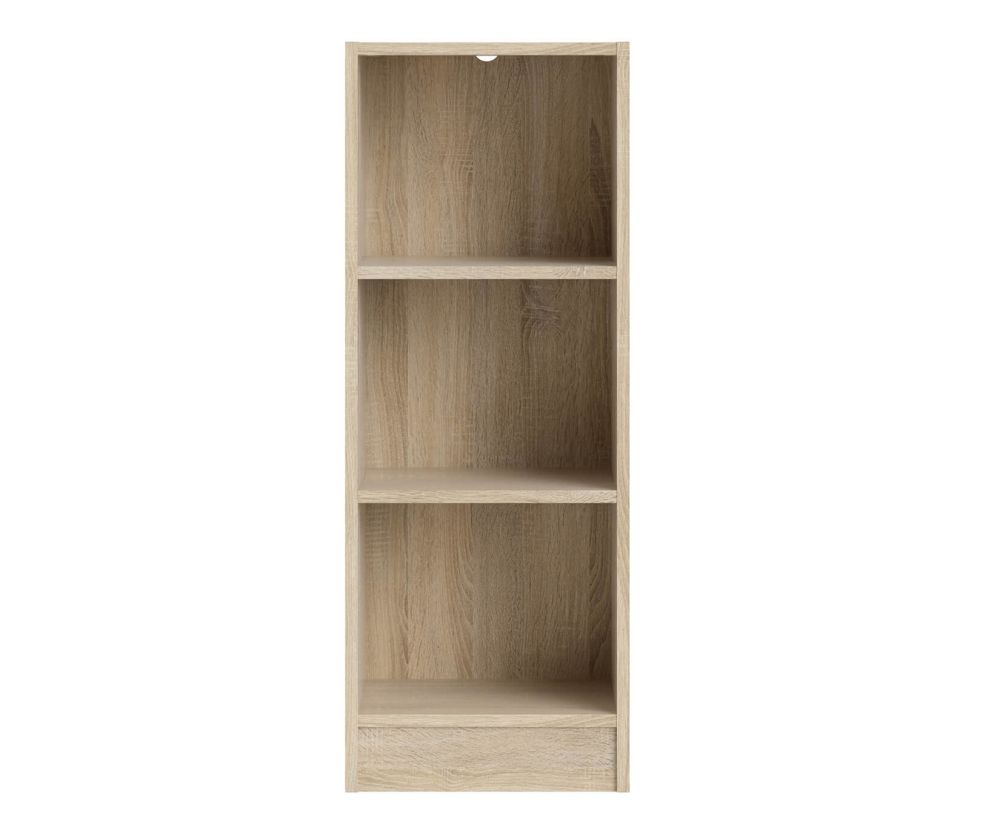 FTG Basic Oak Low Narrow Bookcase with 2 Shelves