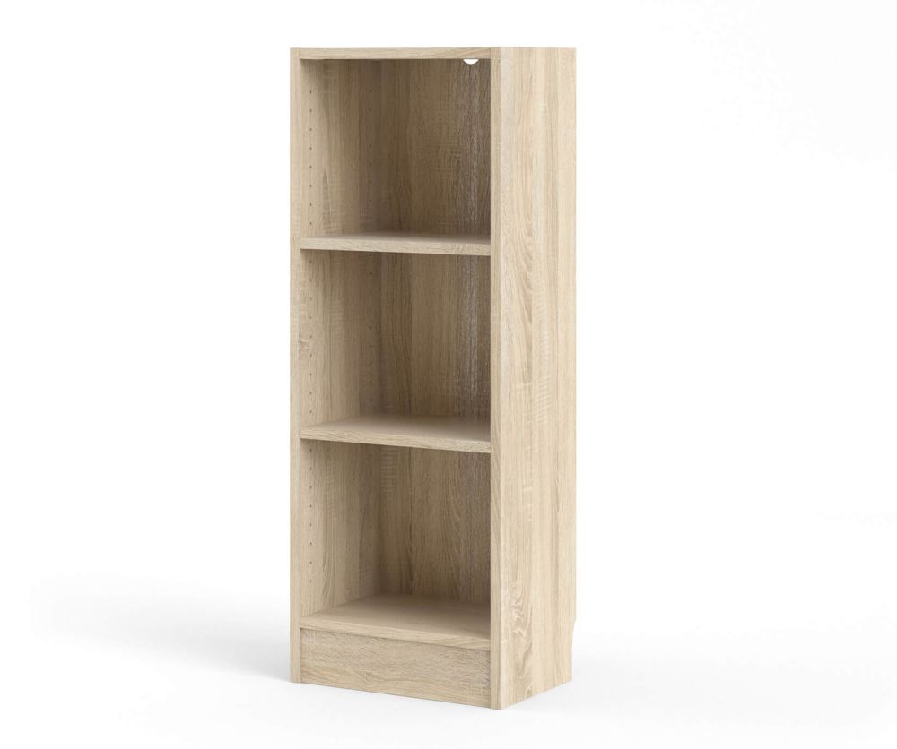 FTG Basic Oak Low Narrow Bookcase with 2 Shelves