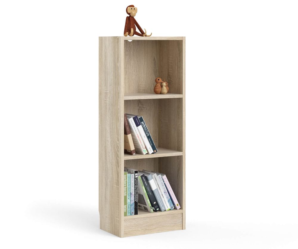 FTG Basic Oak Low Narrow Bookcase with 2 Shelves