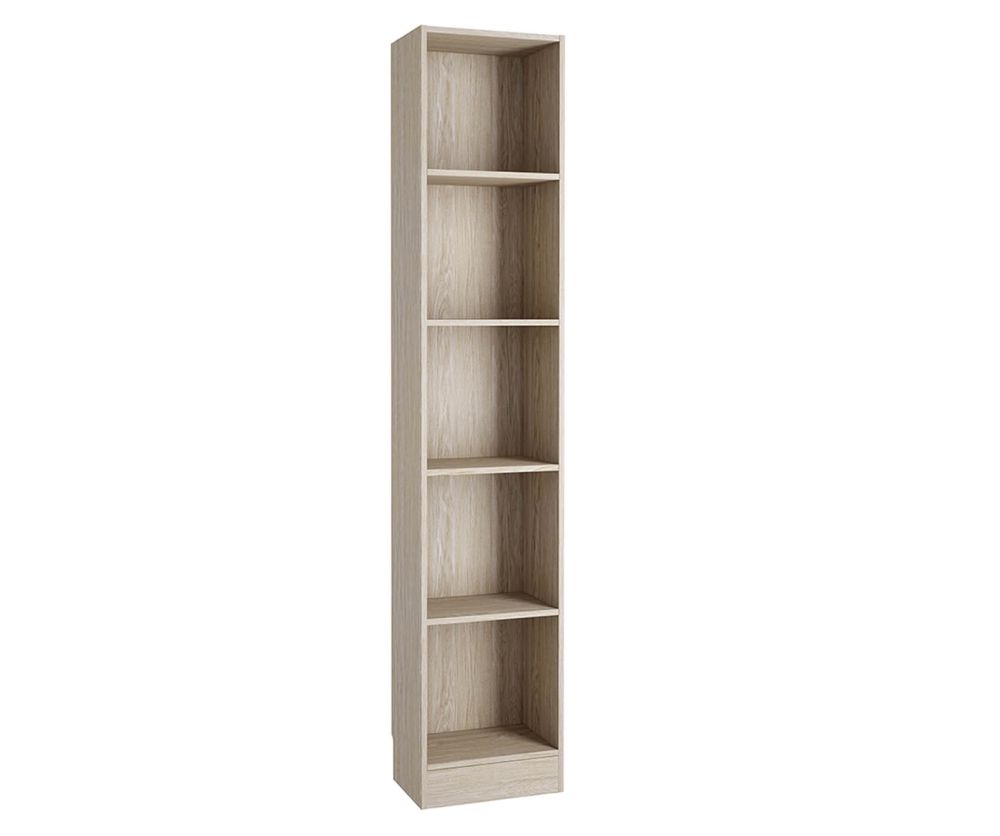 FTG Basic Oak Tall Narrow Bookcase with 4 Shelves