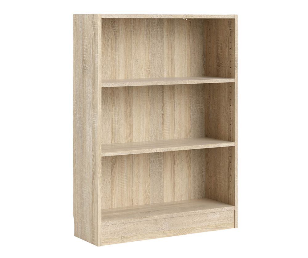 FTG Basic Oak Low Wide Bookcase with 2 Shelves