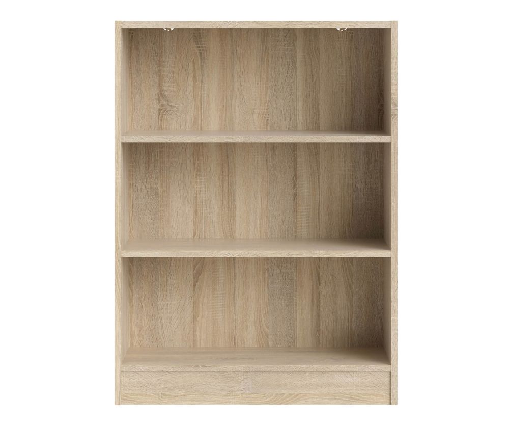 FTG Basic Oak Low Wide Bookcase with 2 Shelves
