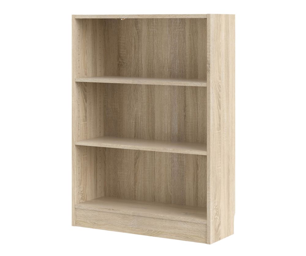 FTG Basic Oak Low Wide Bookcase with 2 Shelves